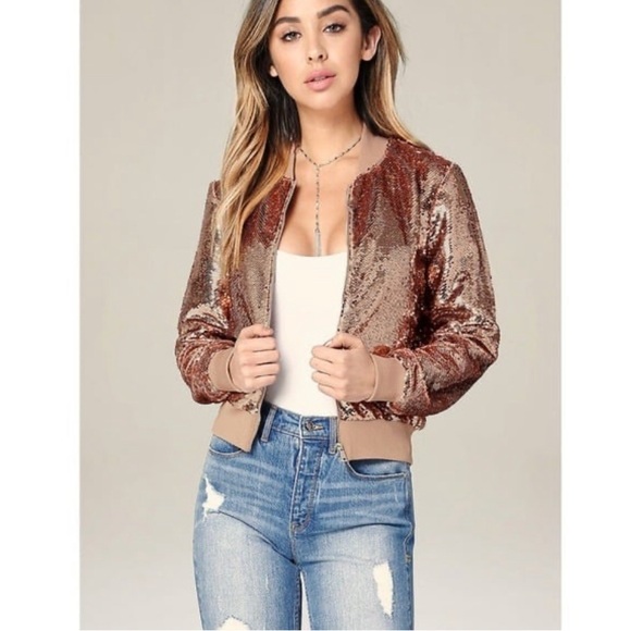 Bebe rose gold sequin jacket - Picture 1 of 9